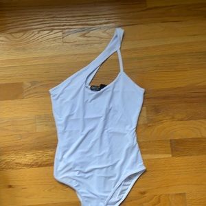 Nasty gal white asymmetrical body suit